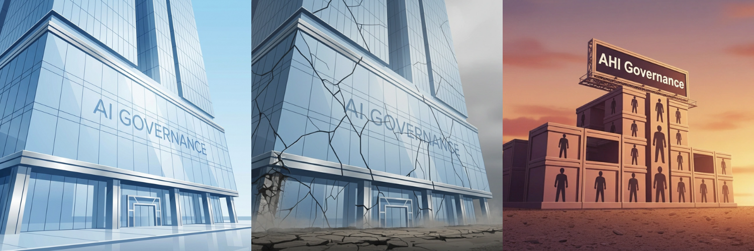 A conceptual image representing the gap between AI definitions and reality.